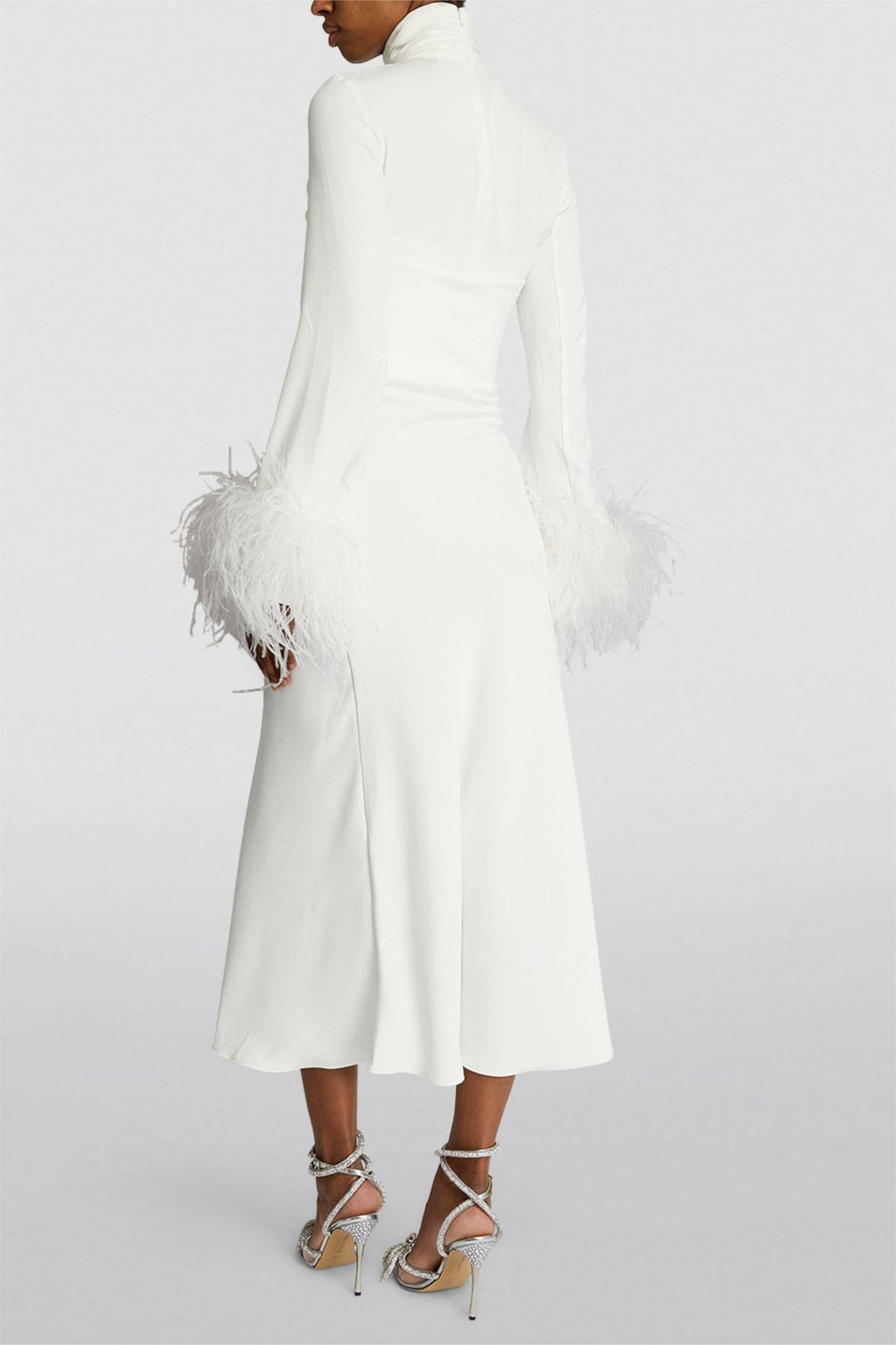 Feather High Neck Midi Dress