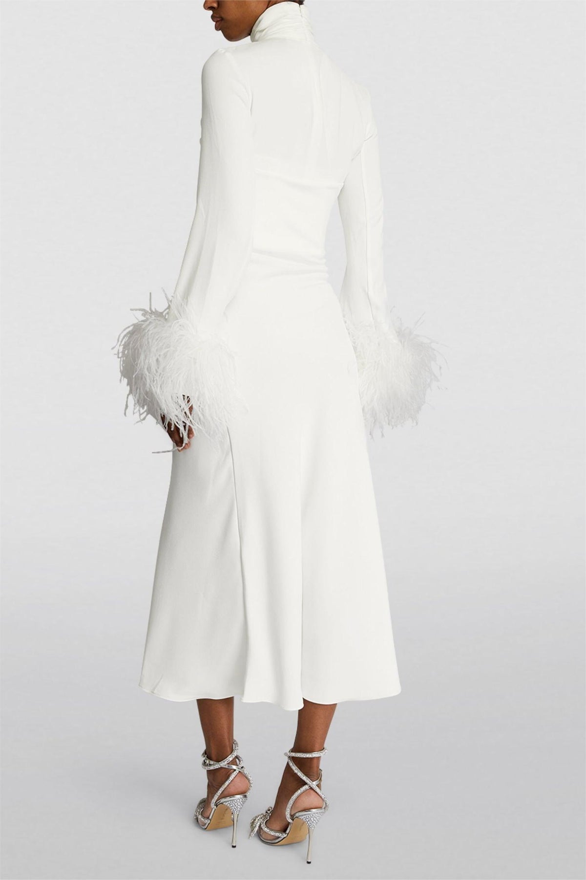 Feather High Neck Midi Dress