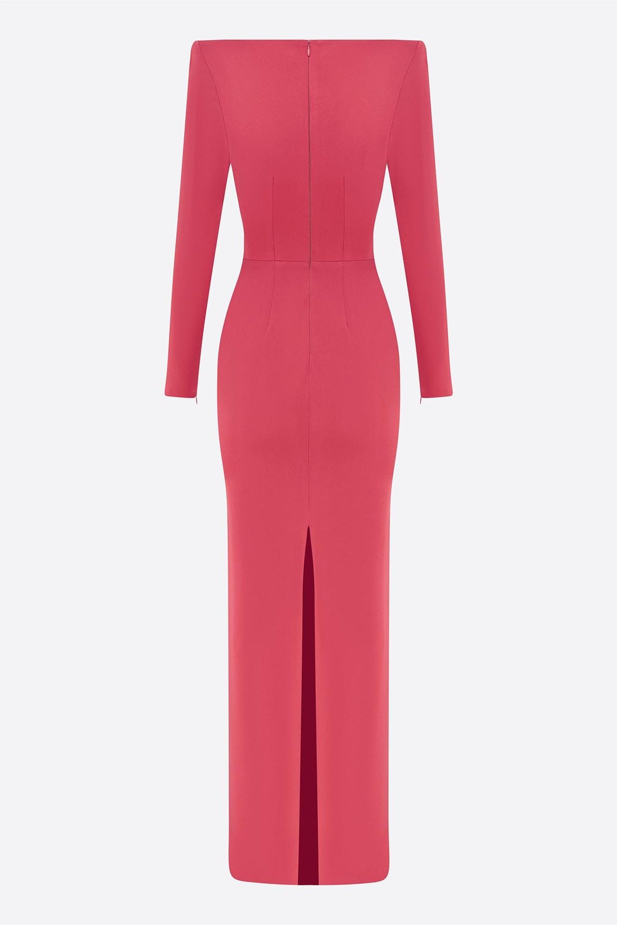 Satin Square Collar Long Sleeve Maxi Dress