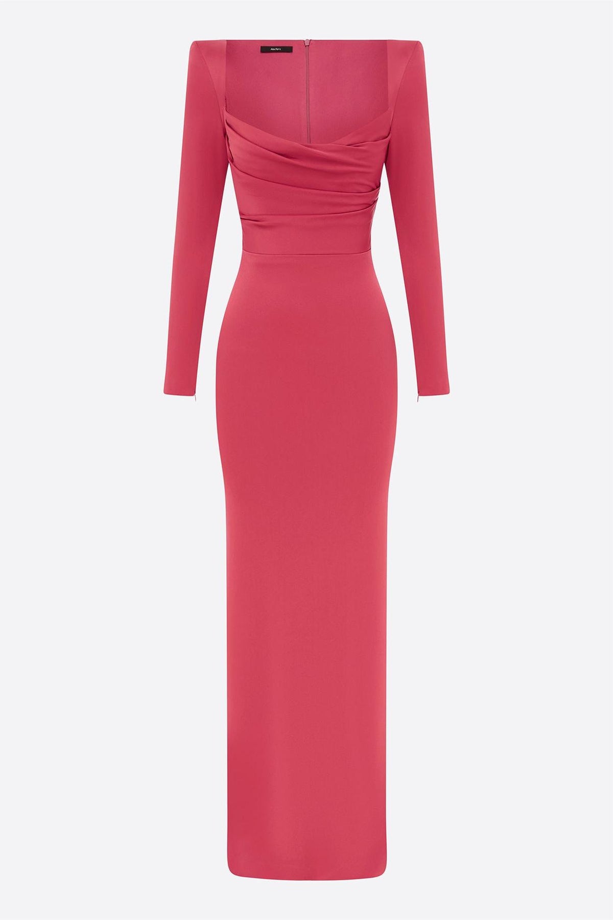 Satin Square Collar Long Sleeve Maxi Dress