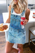 Blue Denim Overall Mini Dress