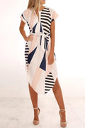 Printed Asymmetrical Midi Dress(4 Colors)