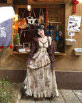 Wild Rose Set Asymmetrical Cotton-rayon Maxi Skirt + Flowy Cardigan Style
