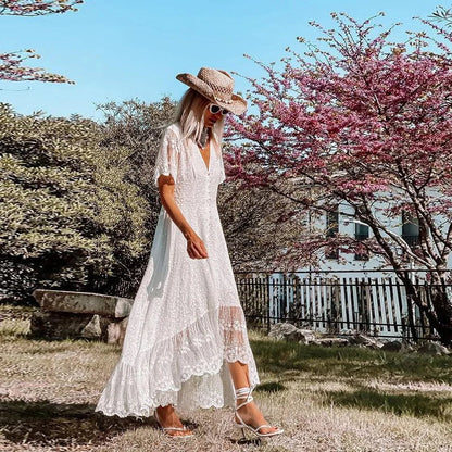 Spaghetti Strap Lace Beach Maxi Dress