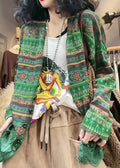 Green V Neck Cozy Knit Cardigan Fall Wq039