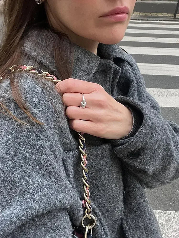 Single Lapel Long Cropped Warm Autumn Winter Coat