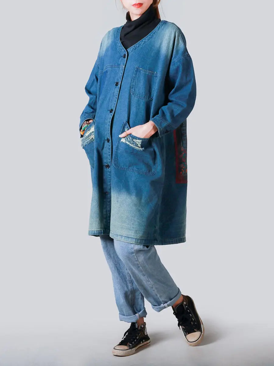 Frayed Denim Coat