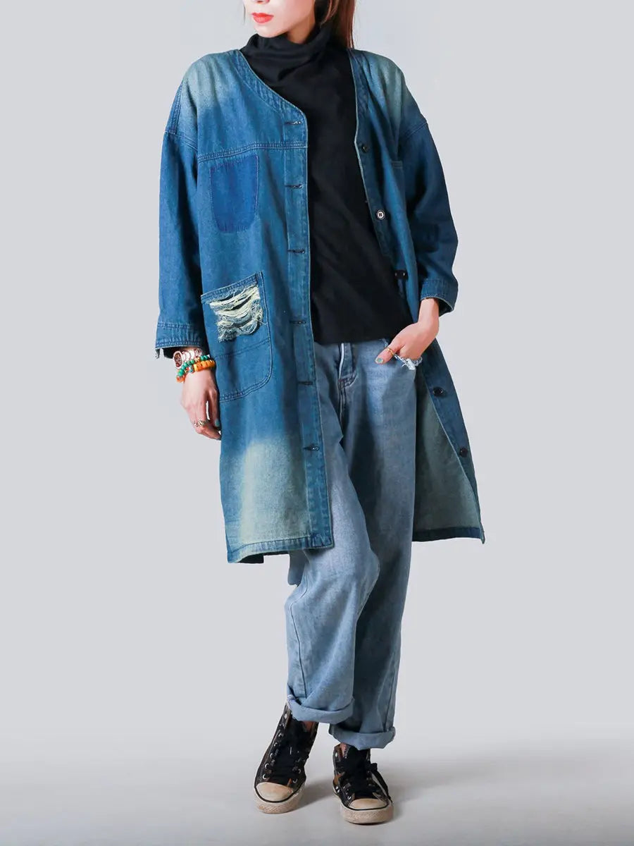 Frayed Denim Coat