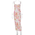 Bodycon Slim-fit Halter Summer Print Traf Fit Midi Dresses
