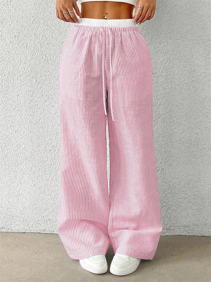 Leopard Drawstring Elastic Waist Loose Winter Pant