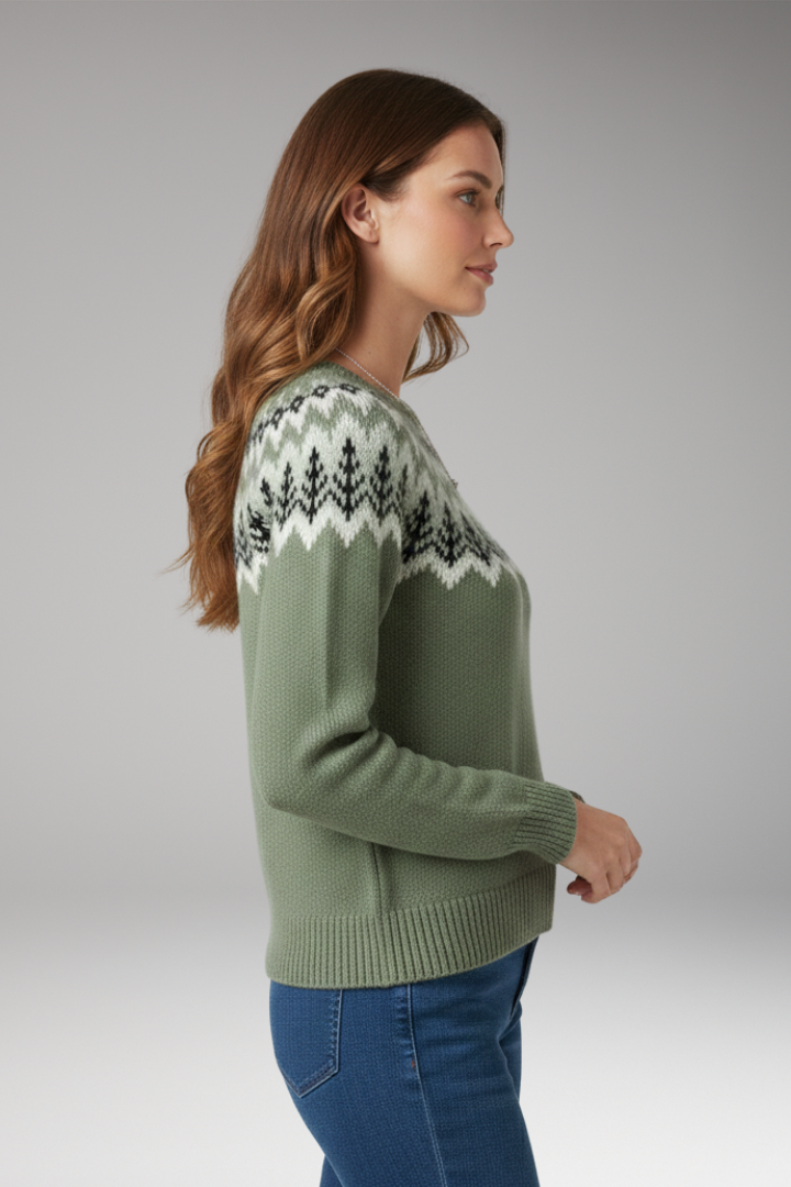 ’s Sweater With Round Neck and Ribbed Surface