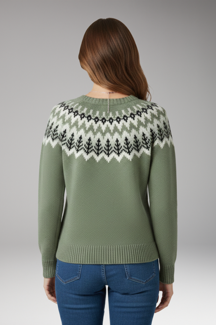 ’s Sweater With Round Neck and Ribbed Surface