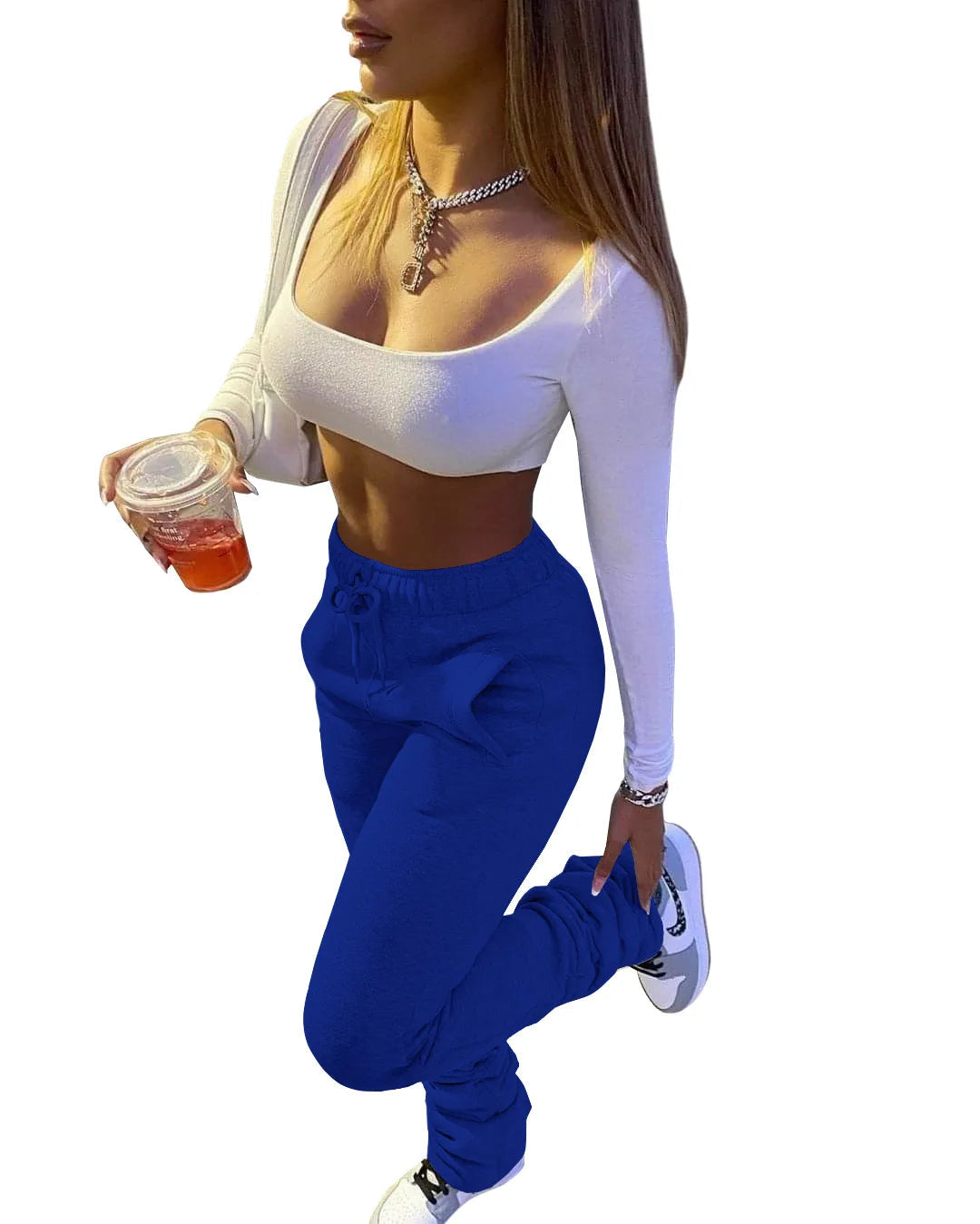 Stacked High Waist Winter Fleece Black Flare Workout Active Pants
