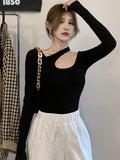 Y2k T-shirt Woman Autumn Skinny Tee Shirt Femme Long Sleeve Halter Clothes Hollow Out Korean Fashon Kpop Tops Tshirt
