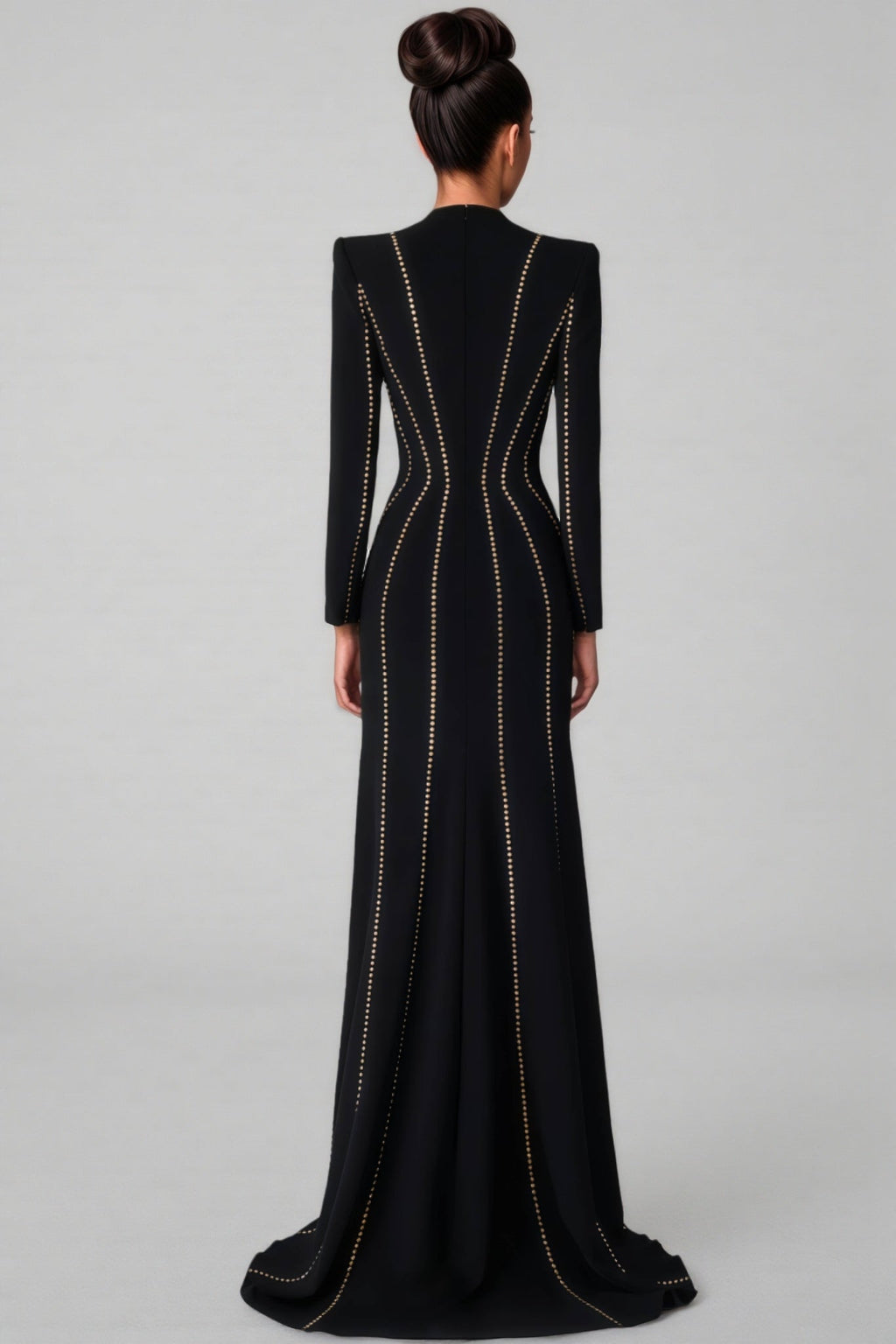 Luxrtp Black Rhinestone Maxi Dress