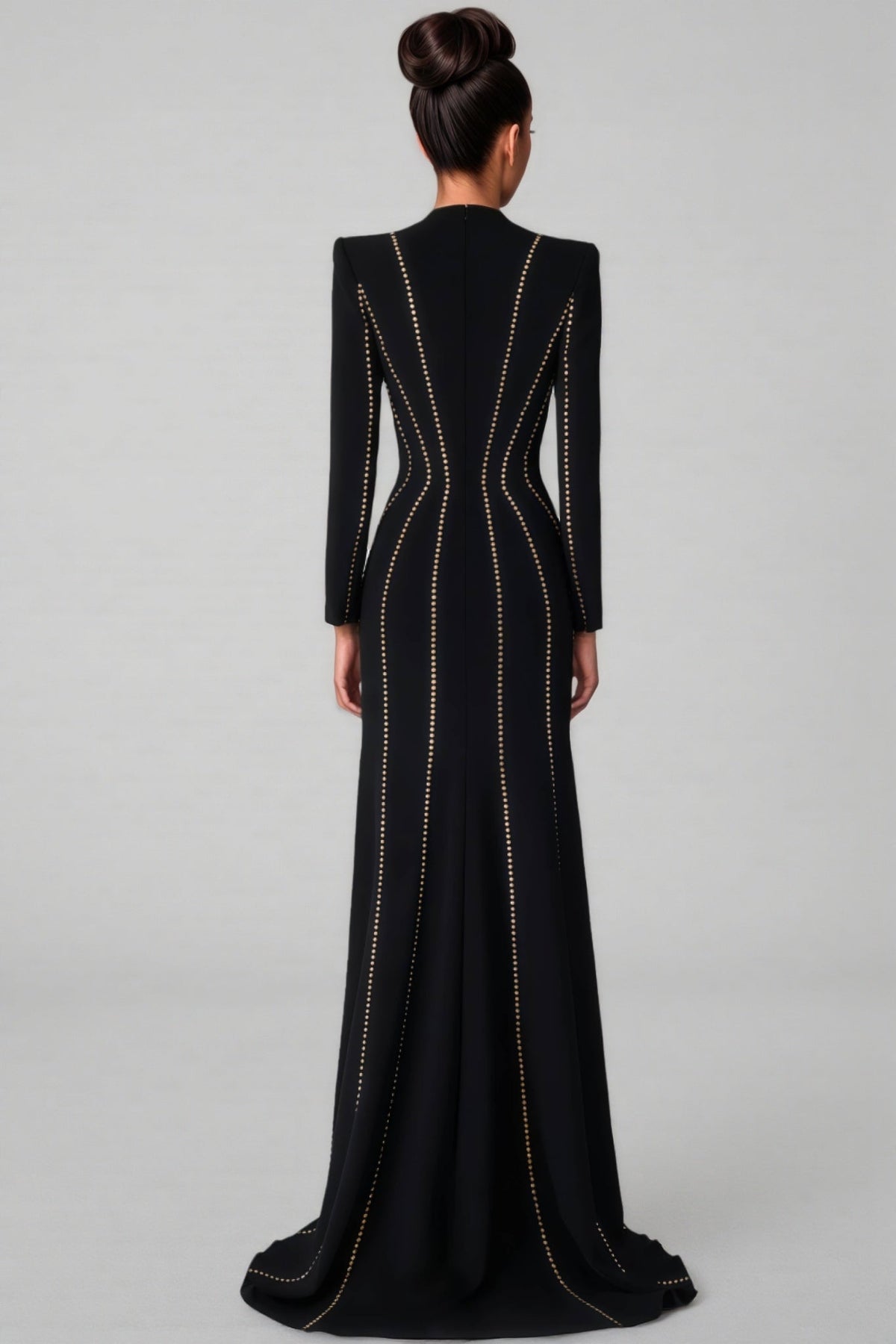 Luxrtp Black Rhinestone Maxi Dress