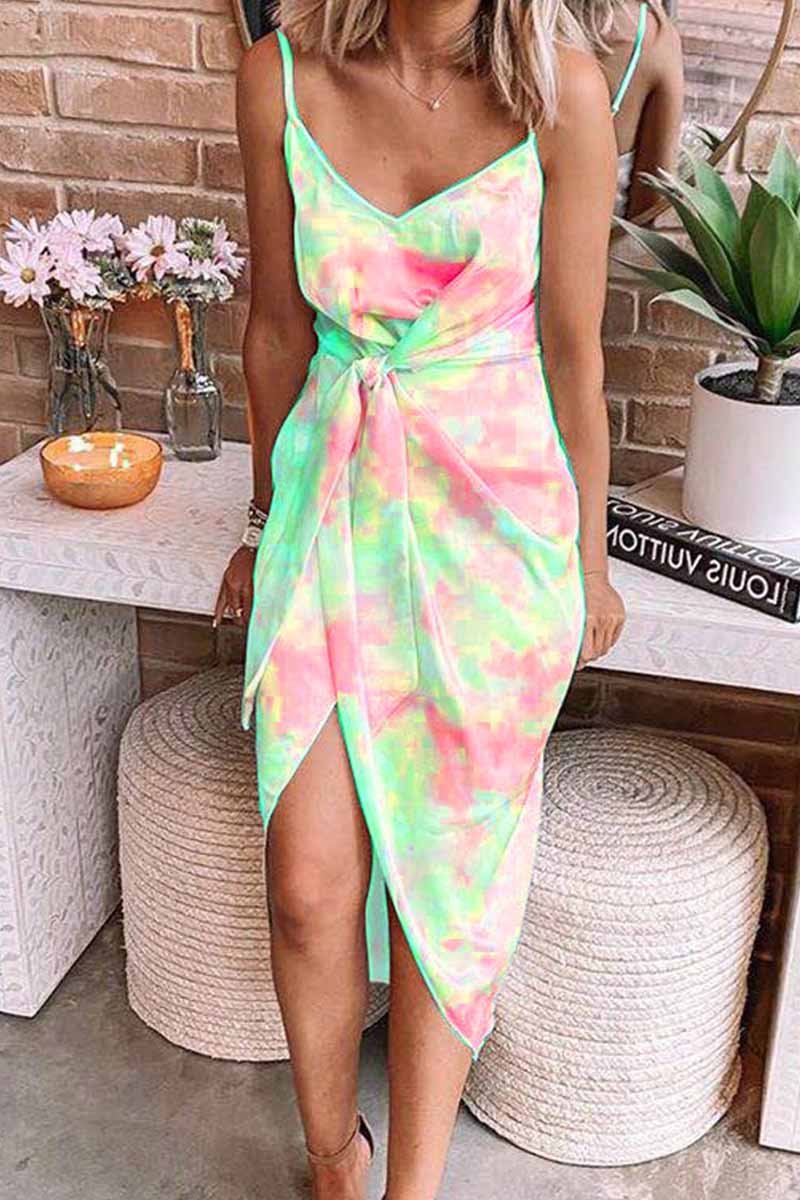 Tie-dye Bandage Midi Dresses