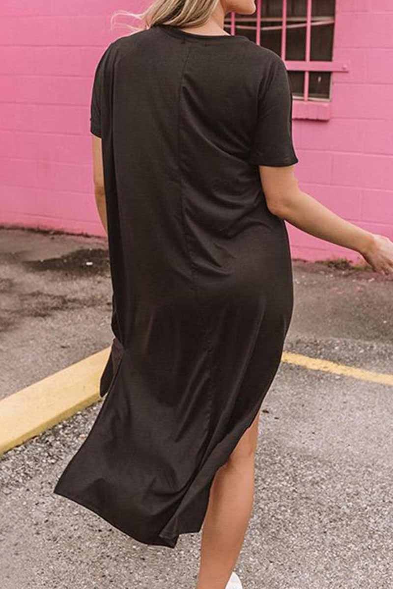 Chicindress Loose O Neck Lips Dress