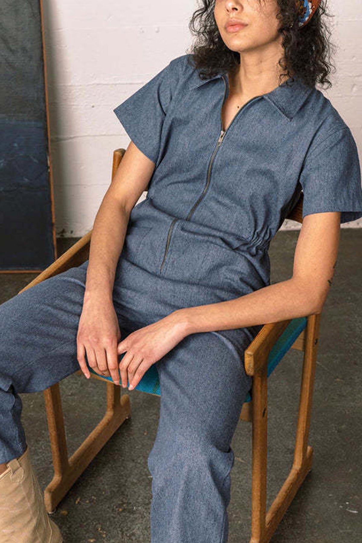 Zip-up Short Sleeve Cotton Linen Jumpsuits