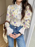 Ruffled Flare Sleeve Blouse