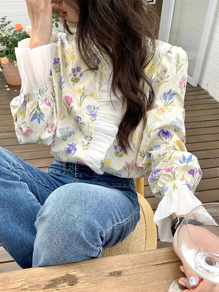 Ruffled Flare Sleeve Blouse