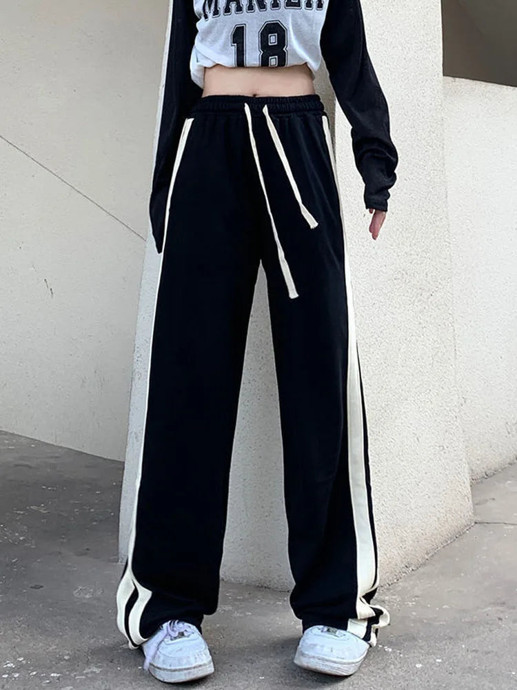 Striped Lace Up Harajuku Bf Style Sweatpants