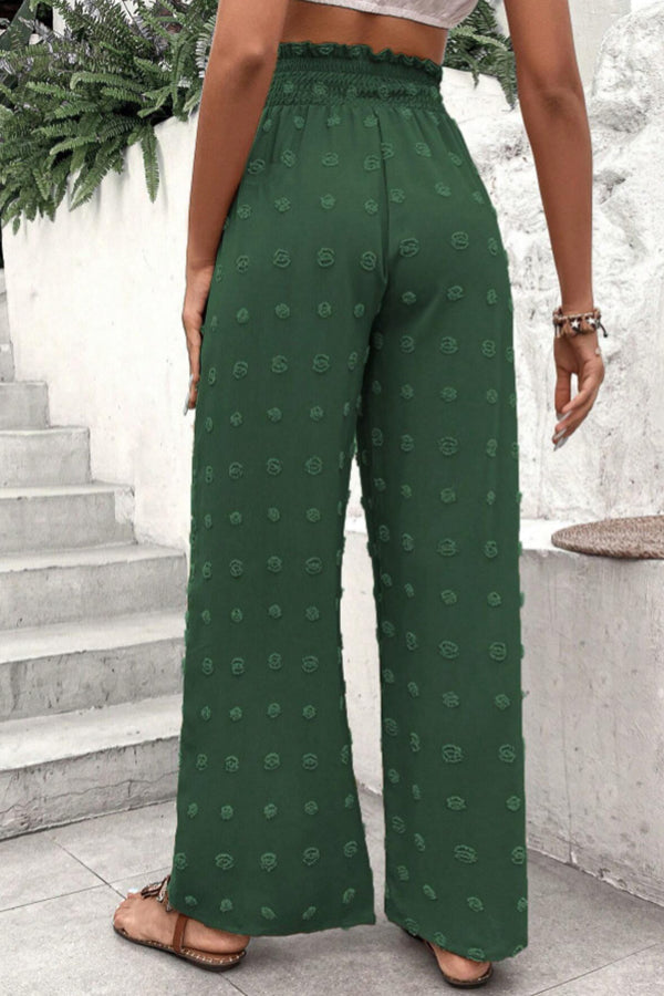 High Waist Jacquard Wide Leg Pants Trousers