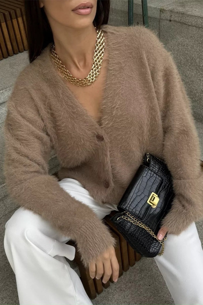 Plush V-neck Cardigan