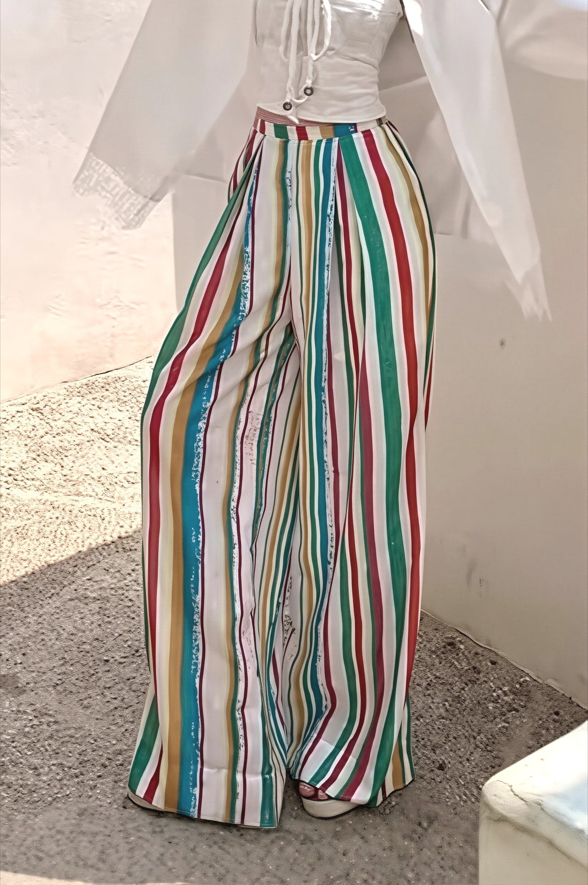 Colorful Stripe High Waist Pants