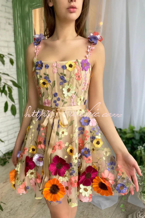 Like a Fairy Embroidery Applique Prom Mini Dress