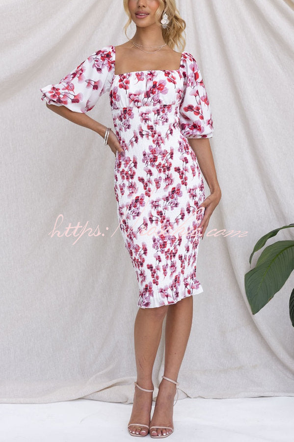 Midnight Beauty Smocked Midi Dress