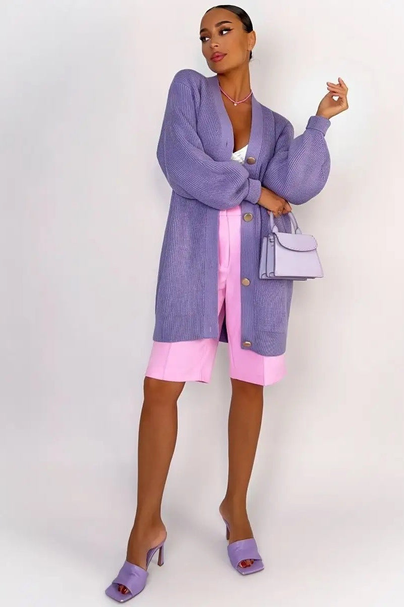 Color Relaxed Knit Cardigan