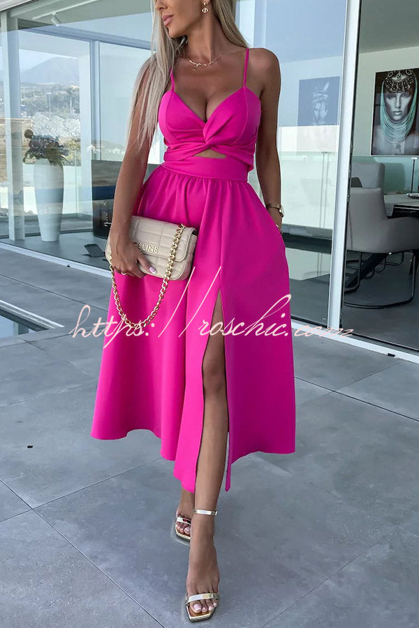 Florida Keys Cutie Pocketed Cutout Slit Midi Dress