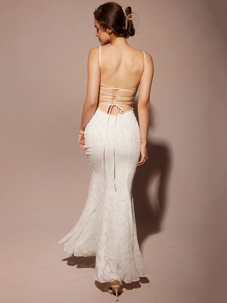 -’s Sleeveless Lace Patchwork Backless Bodycon Maxi Dress, Party Club Evening Dress, Summer