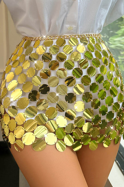 Sparkling Sequined Hollow Skirt