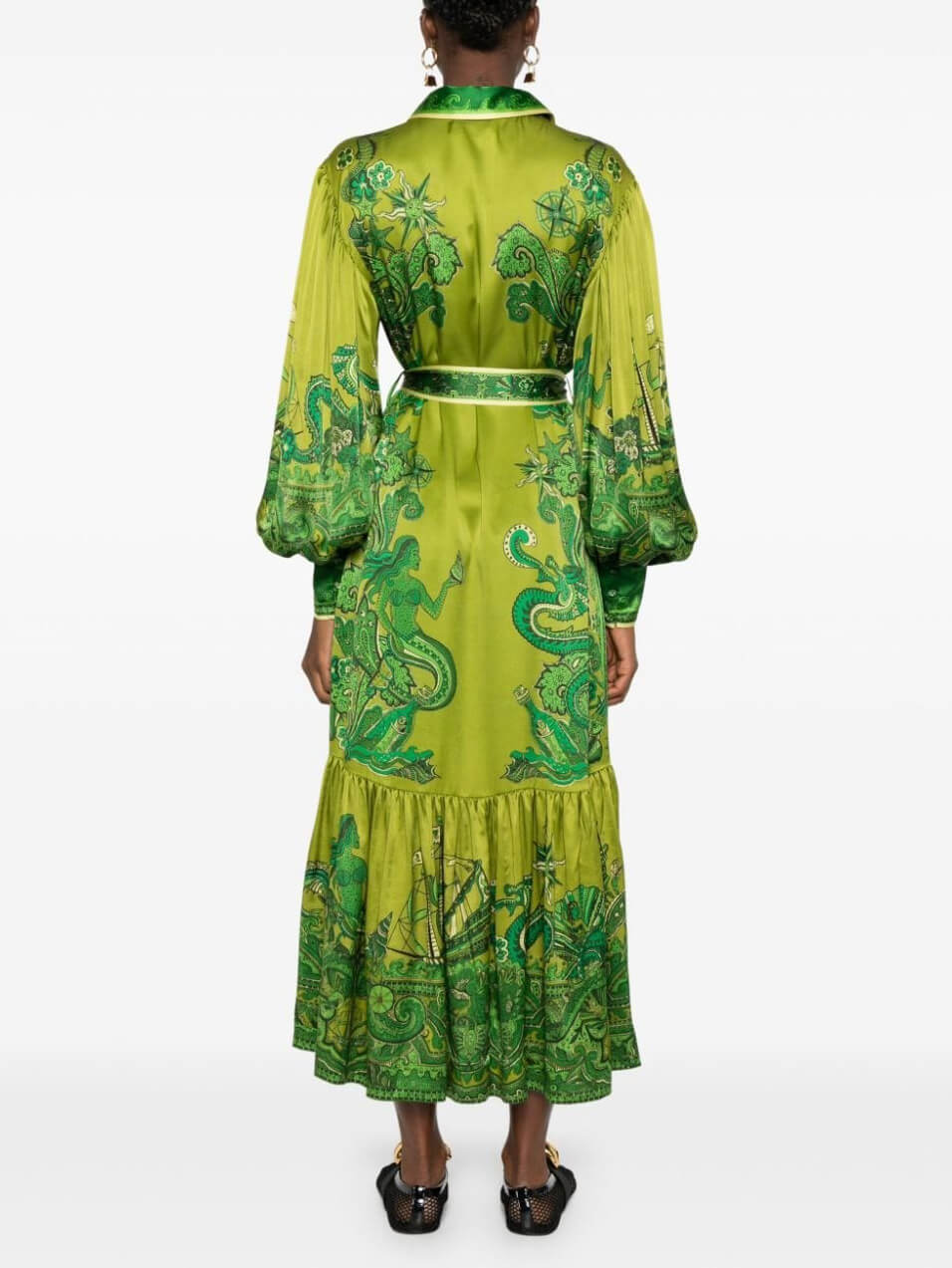 Exquisite Graphic Print Single-breasted Midi Dress