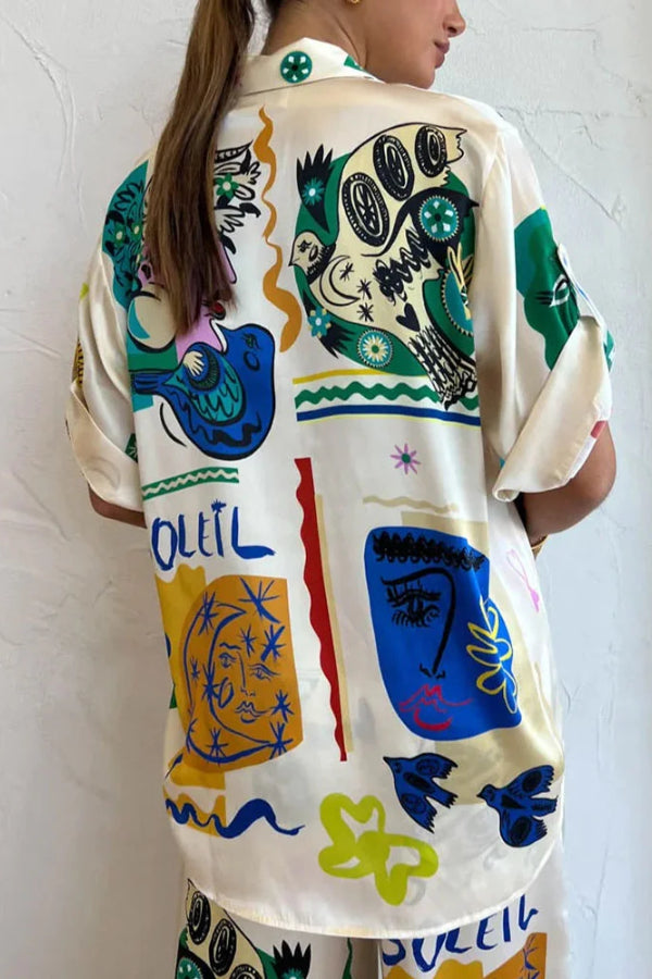 Artistic Graffiti Print Two-piece Set