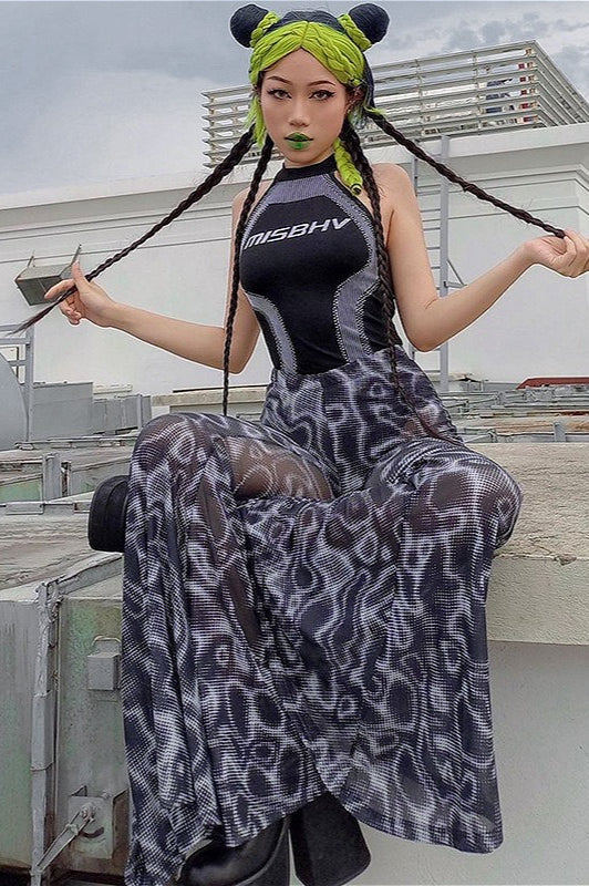 High Waist Mesh Flare Pants