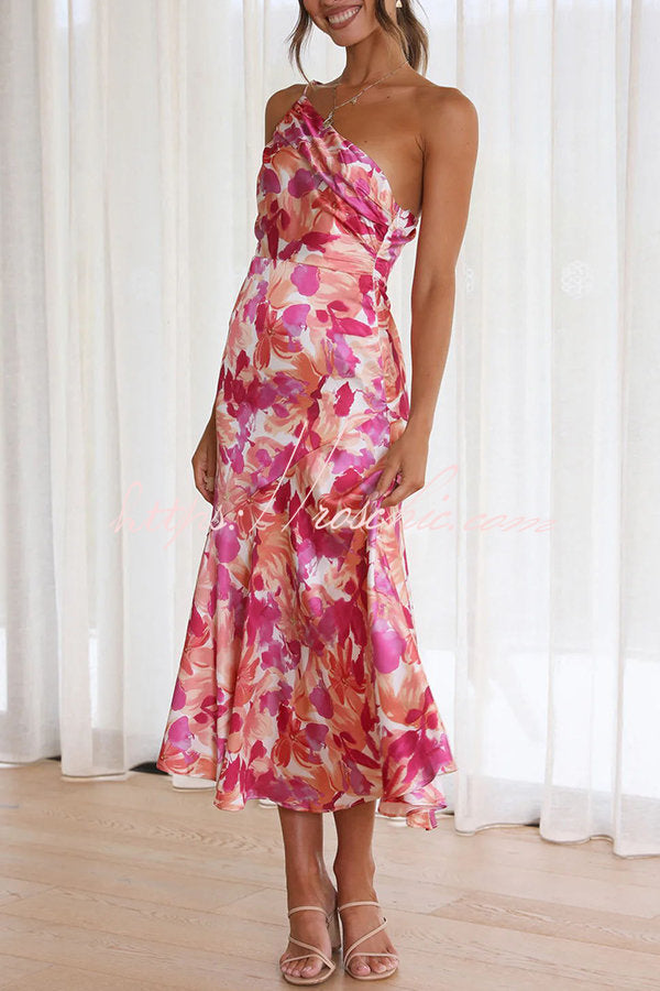 Buy Myself Flowers One Shoulder Midi Dress