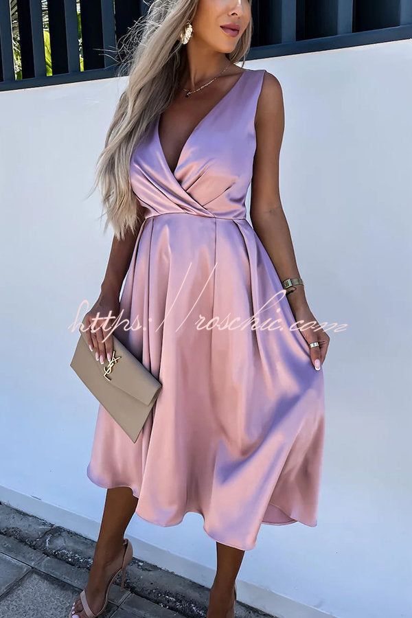 Hold You in My Memory Satin Midi Dress