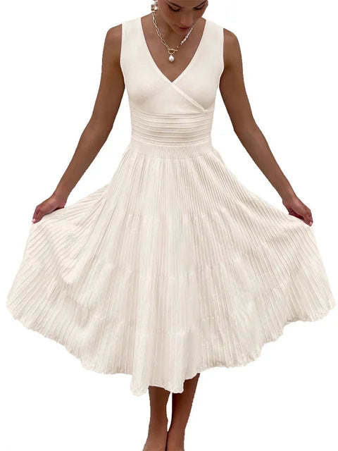 Knit V-neck for Maxi Dress Y2k Backless Knitwear Party Dress Baggy High Waist Summer Female Dress