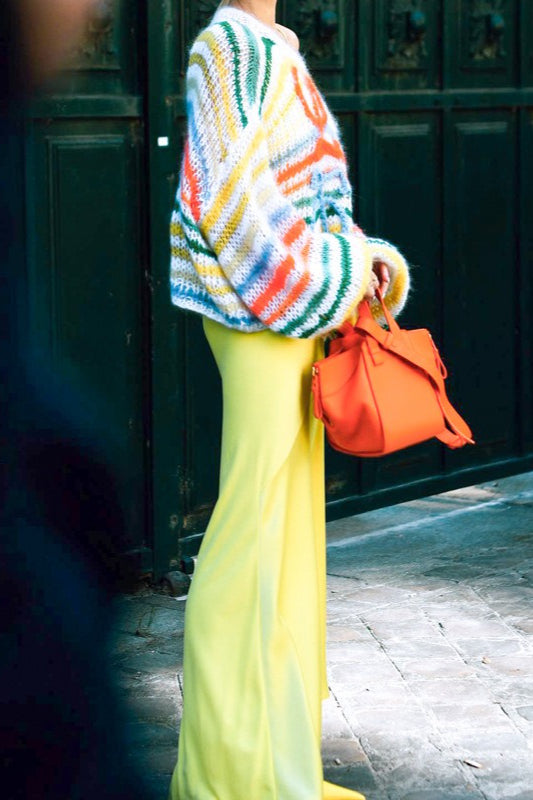 Color Block Stripe Loose Knit Sweater