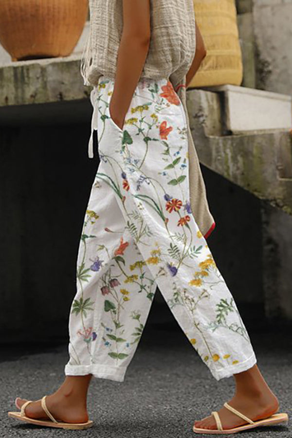 Unique Printed Button Pocket Pants