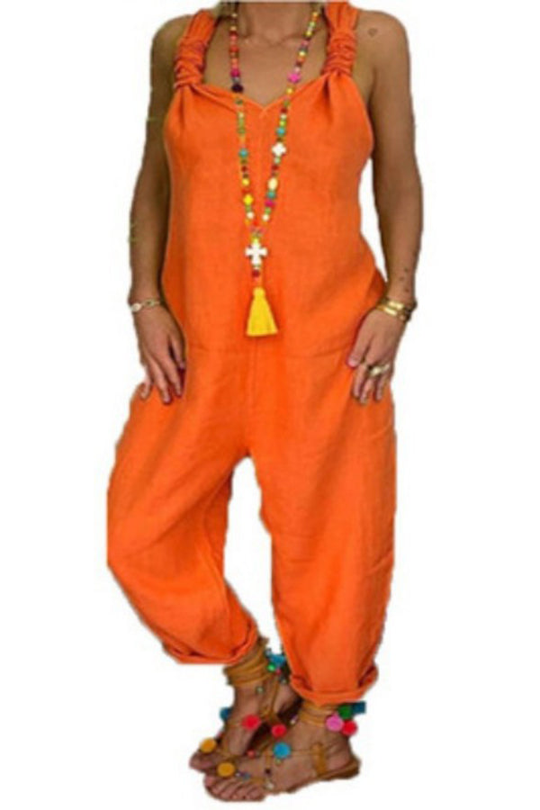 Harper Backless Knotted Strappy Loose Jumpsuit