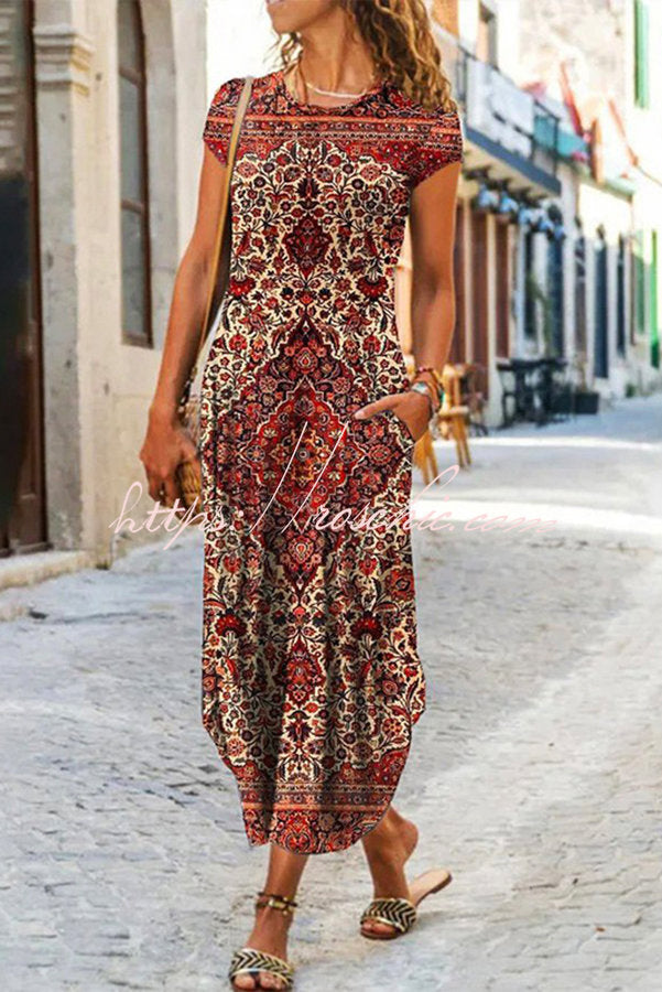 Ada Pocketed Daily /vacation Stretch Midi Dress