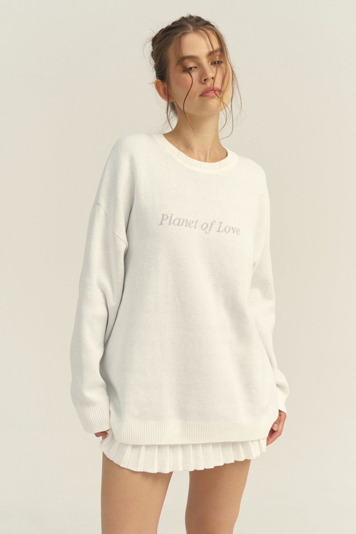 Slim-fit Graphic Letter Print Versatile Knit Sweater