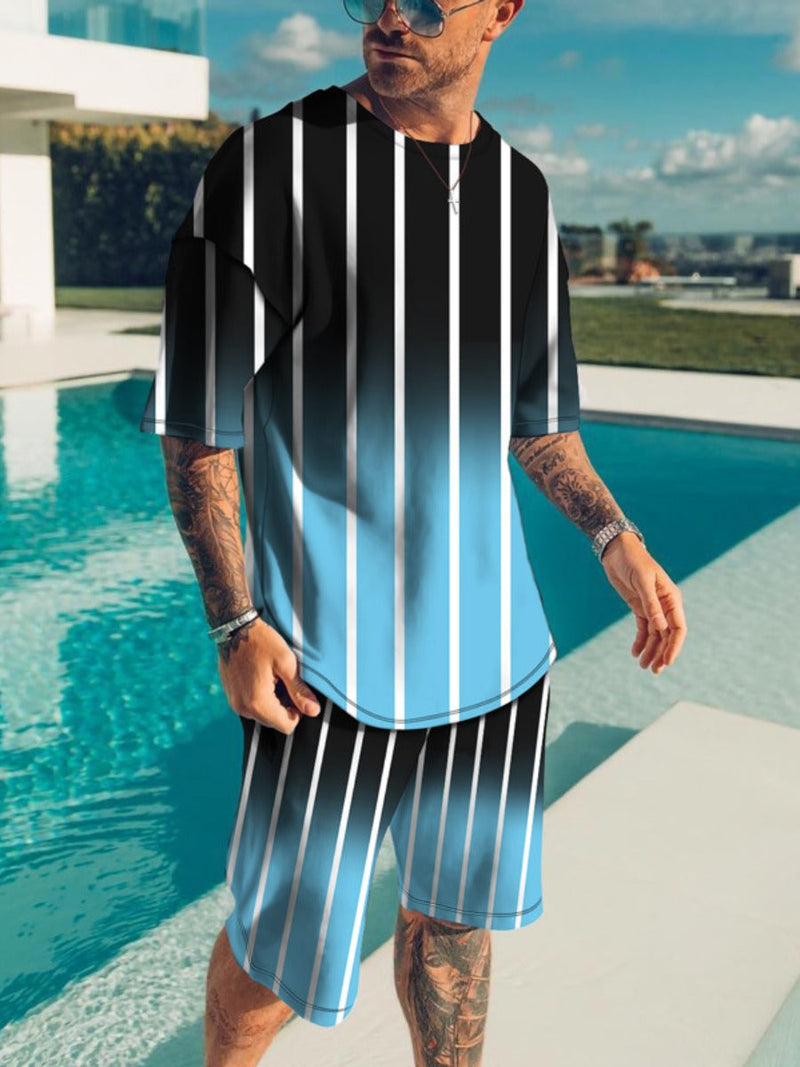 Gradient Striped Shorts Set Ar70132