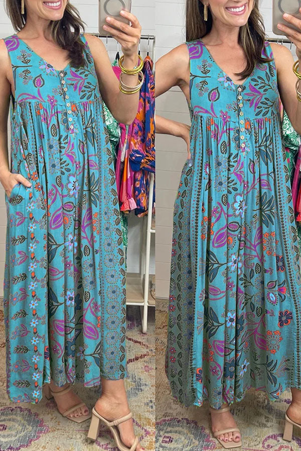 Print Loose Sleeveless Jumpsuit