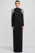 Luned Beaded Rhinestone Backless Maxi Dress