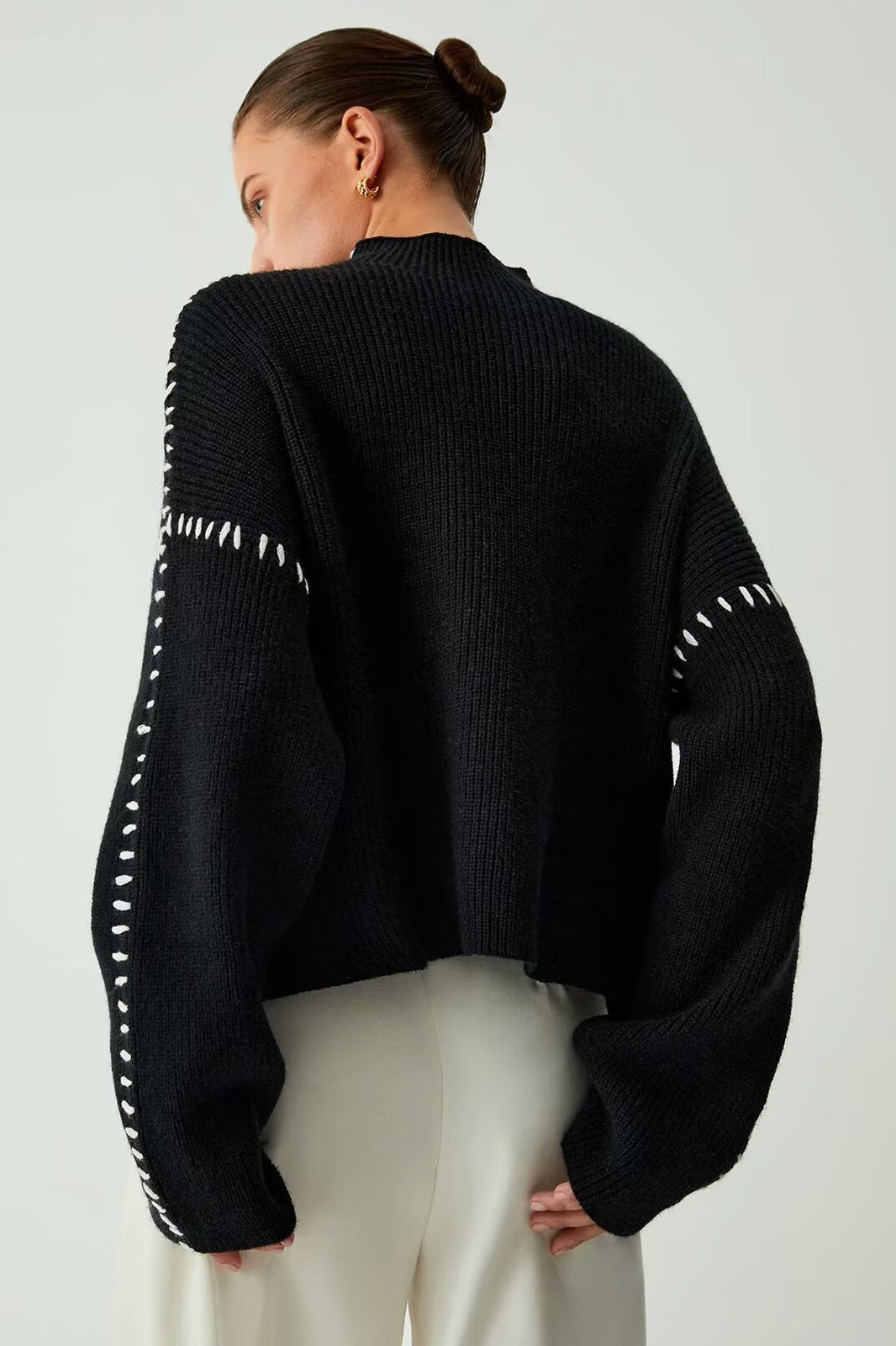 Street Turtleneck Colorblock Pullover Sweater